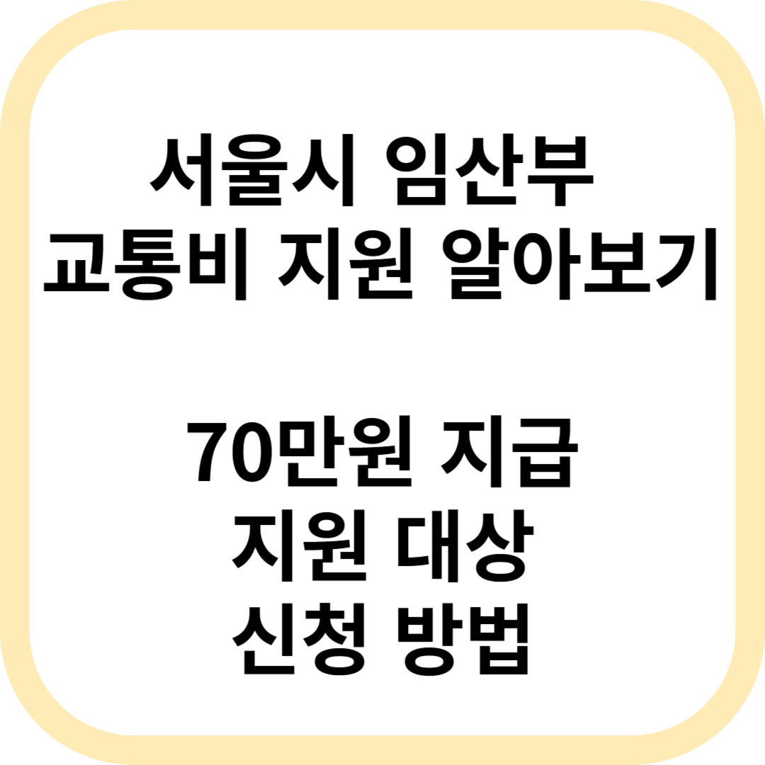 서울시 임산부 교통비 70만원 지원 알아보기