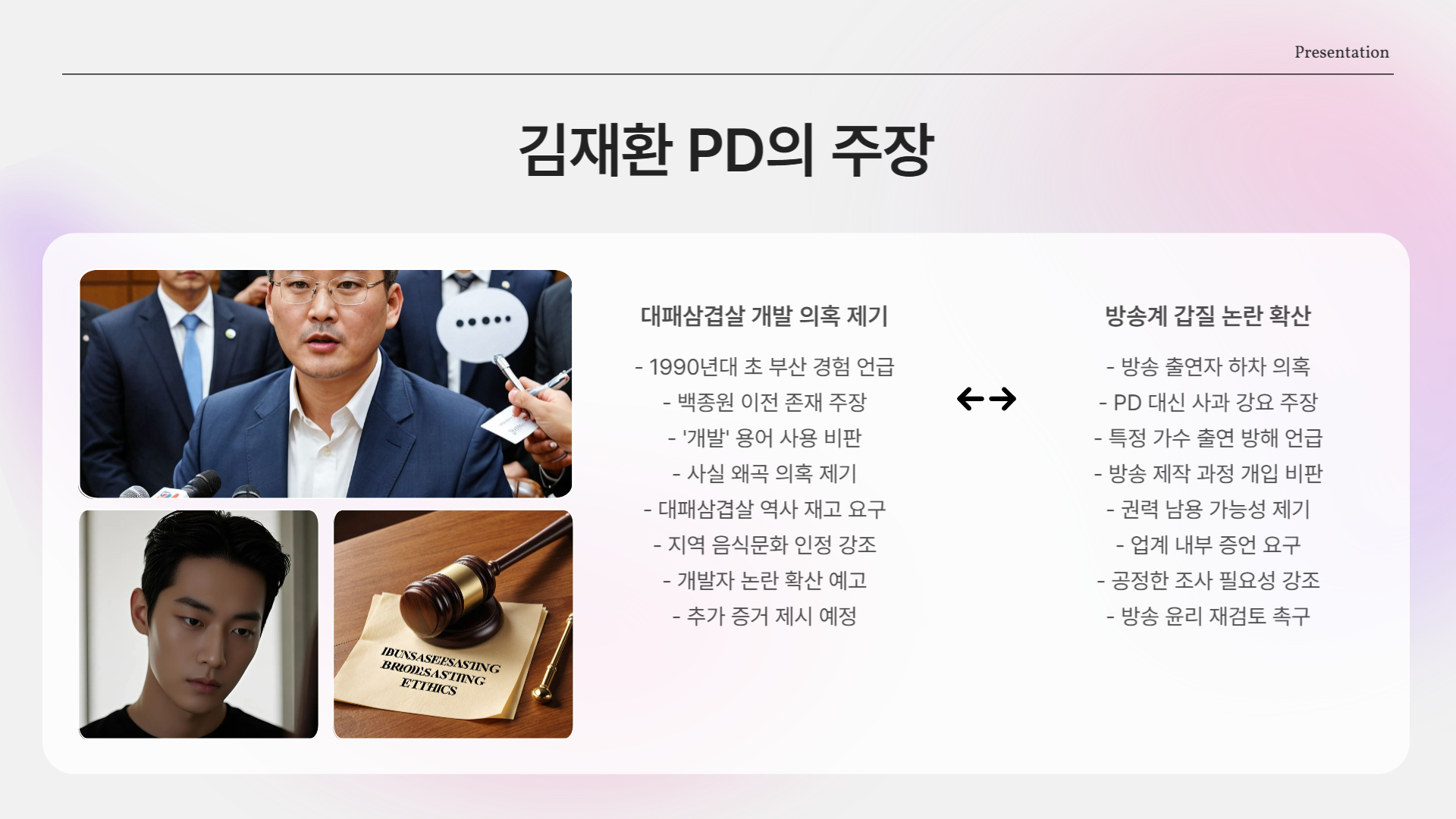 김재환 PD의 주장과 반박