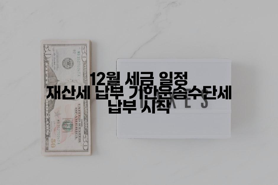 12월 세금 일정 재산세 납부 기한운송수단세 납부 시작