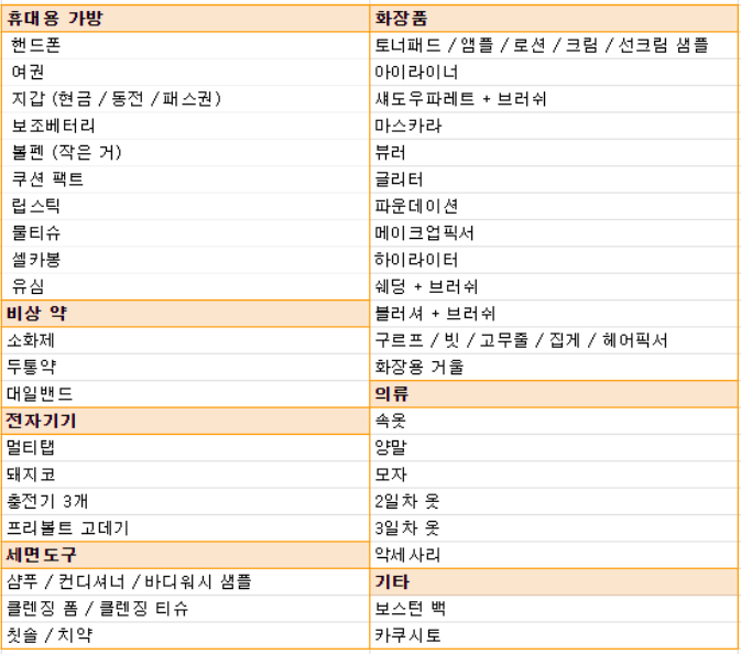  [일본/오사카&교토] 2박 3일 여행 준비물 리스트