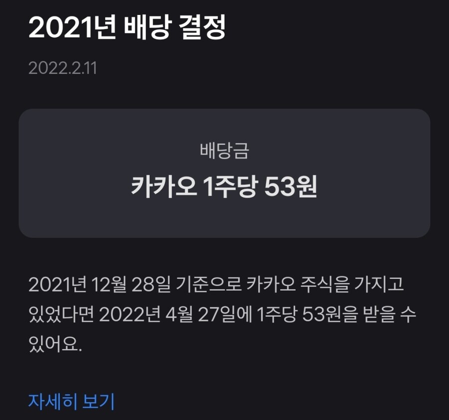  카카오 배당금 근황