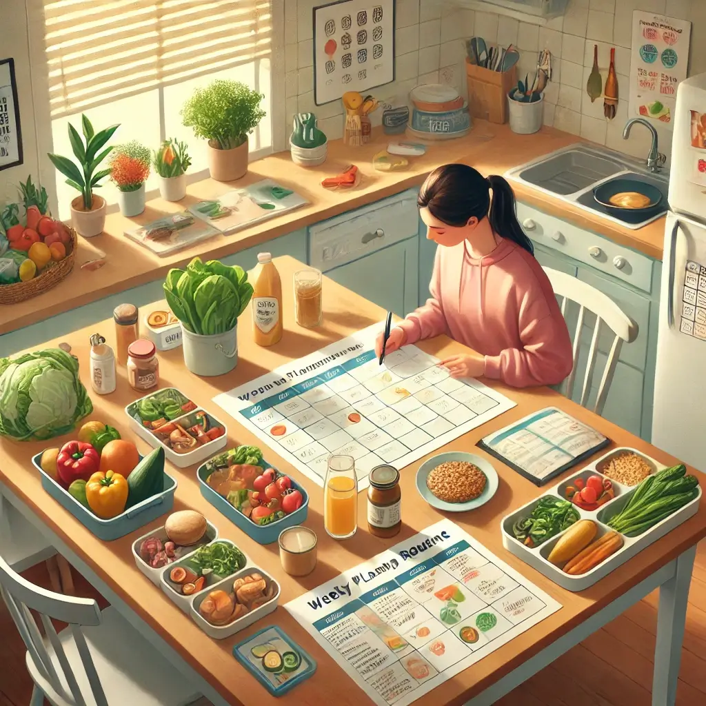 일주일 식단을 짜고 있는 여성