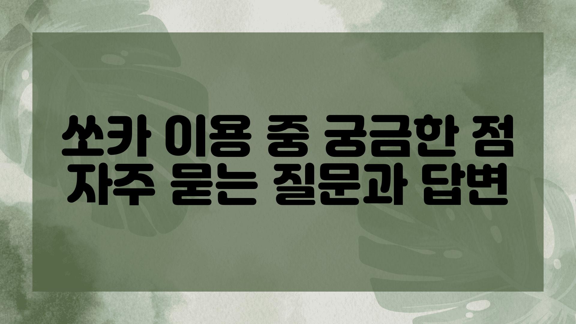 쏘카 이용 중 궁금한 점 자주 묻는 질문과 답변