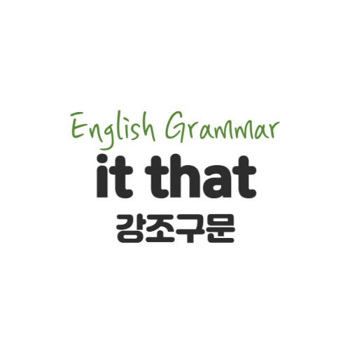 it that 강조구문은 어떤 대상을 강조하고 싶을 때 사용합니다.