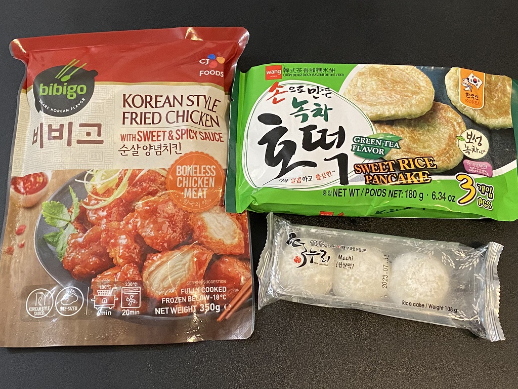 비비고순살양념치킨-녹차호떡-찹쌀떡-사진