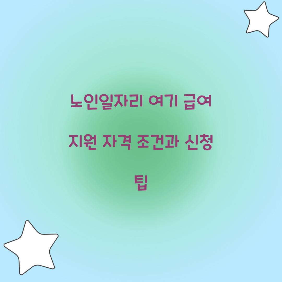 노인일자리 여기 급여 지원 자격 조건