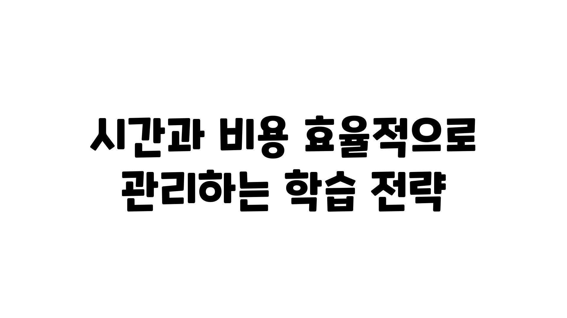 시간과 비용 효율적으로 관리하는 학습 전략