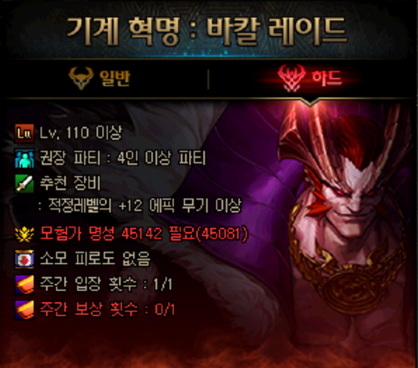  던파 바칼 레이드 하드모드/차원회랑 피통 HP 체력 상태내성 입장 명성