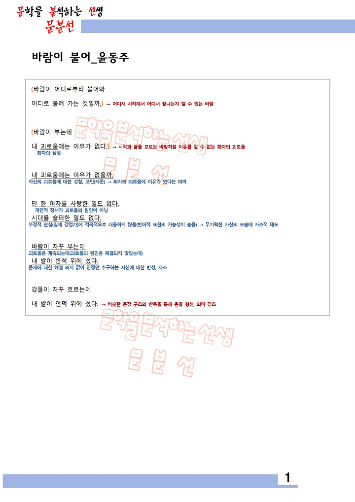 윤동주_바람이_불어_해설