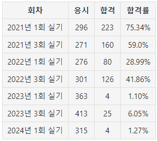 전자계산기조직응용기사 실기 응시자