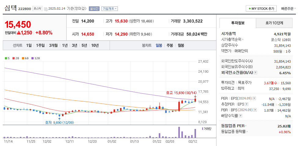 심텍 일봉차트