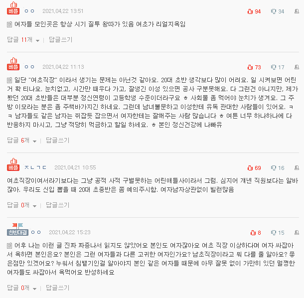  네이트판 레전드 - 여초직장에서 일하는데 정털린다