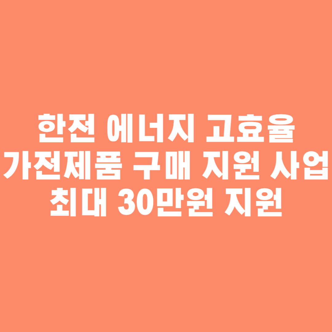 한전 에너지 고효율 가전제품 구매 지원 사업 최대 30만원