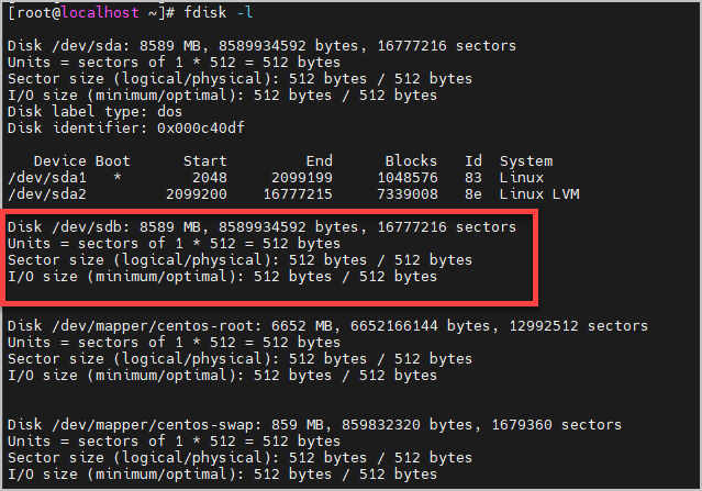 fdisk 확인