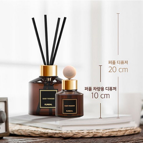 쿤달 퍼퓸 차량용 방향제 75ml 본품 2개 + 우드볼 스틱 2개 세트, 소프트솝향, 1세트
