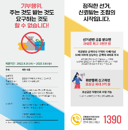 알트태그-기부행위 금지와 선거법 위반 신고를 안내하는 선관위 홍보물