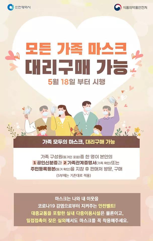  공적마스크 대리구매5월18일부터 가족 누구나 가능