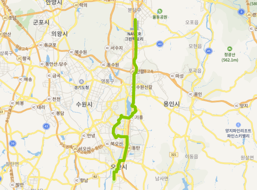  오산116-1번버스 첫차, 막차, 노선도(정자역, 미금역, 민속촌, 동탄, 오산)