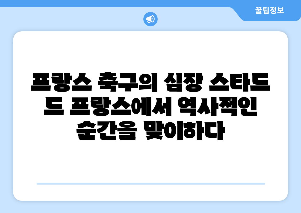 프랑스 축구의 심장 스타드 드 프랑스에서 역사적인 순간을 맞이하다