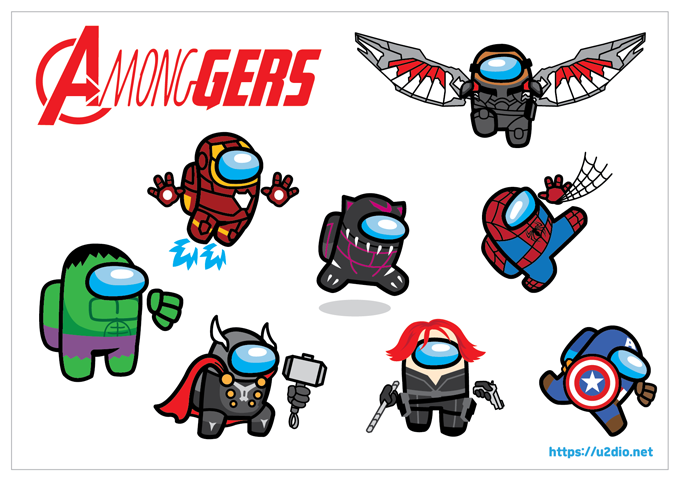 Spider Man, Among-us Avengers coloring pages free download