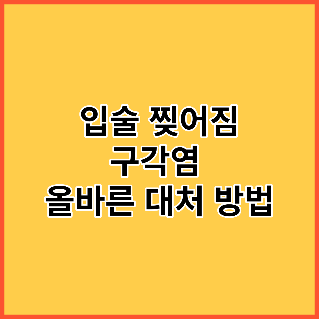  입술 옆, 입 옆, 입술 찢어짐 구각염 올바른 대처 방법