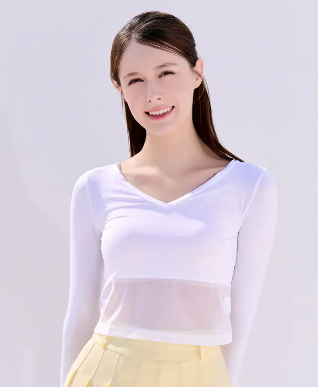 여름 냉감 무광 스킨 크롭 티셔츠