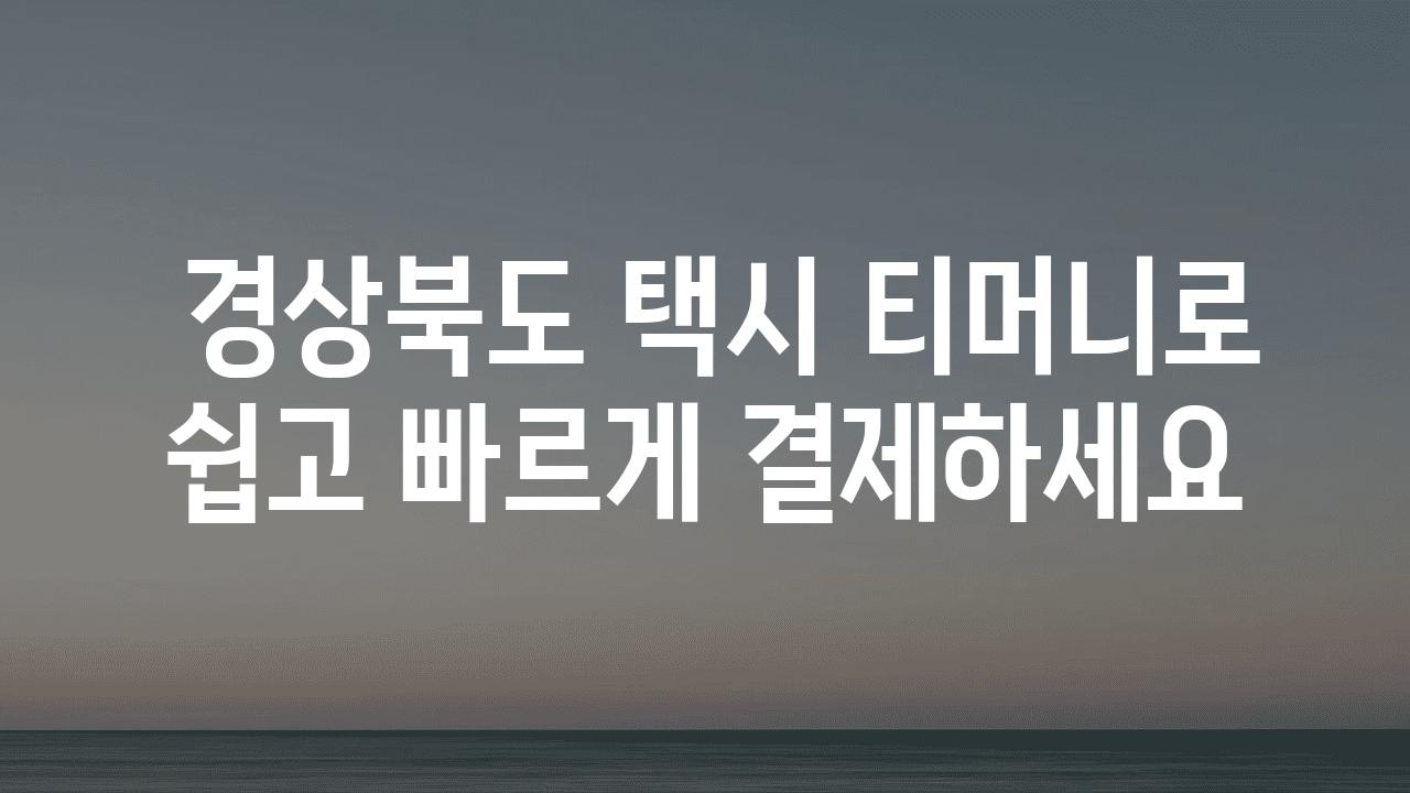  경상북도 택시 티머니로 쉽고 빠르게 결제하세요