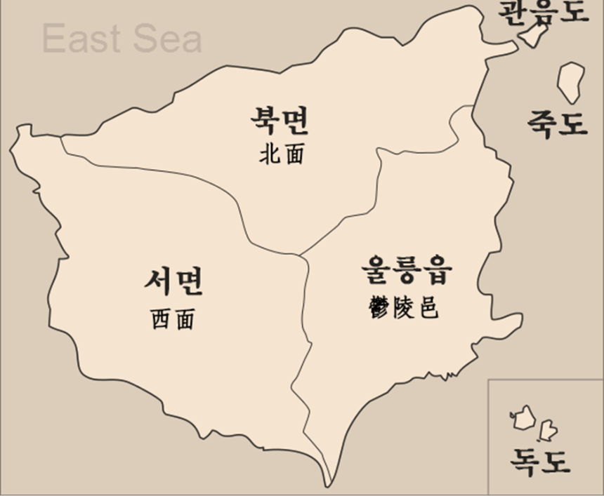 울릉군 행정구역 지도