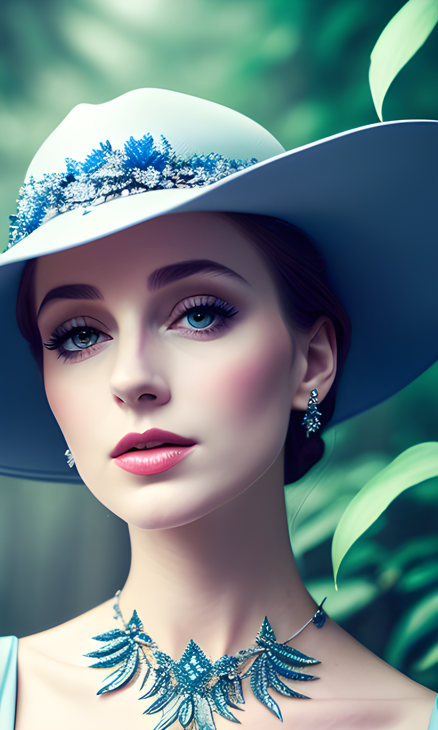 Image of a very detailed beautiful woman wearing a hat