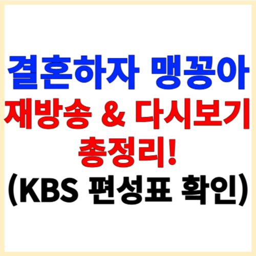 결혼하자 맹꽁아 재방송 &amp; 다시보기 총정리! (KBS 편성표 확인)