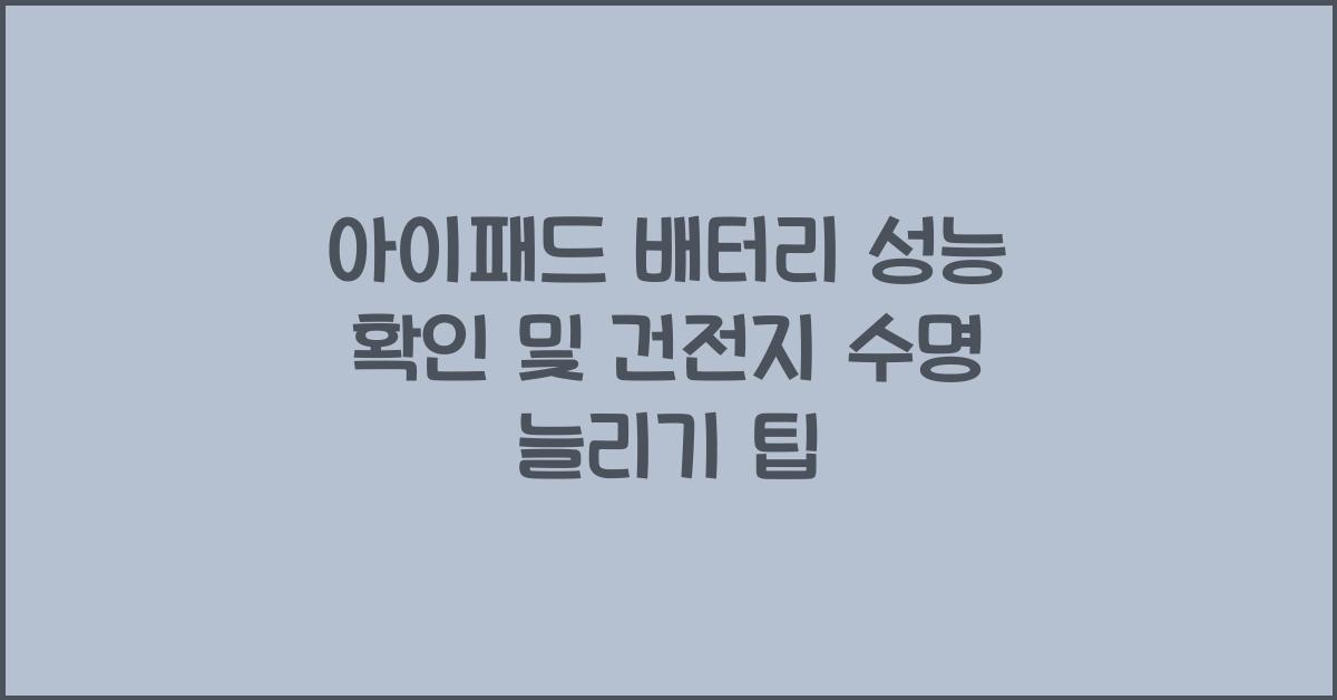 아이패드 배터리 성능 확인