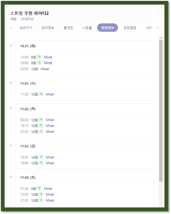 Mnet 스우파2 방송시간 편성표 시청률