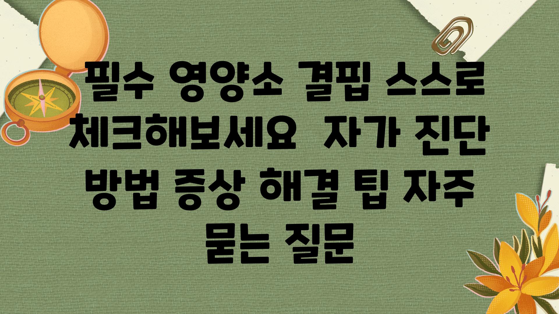  필수 영양소 결핍 스스로 체크해보세요  자가 진단 방법 증상 해결 팁 자주 묻는 질문