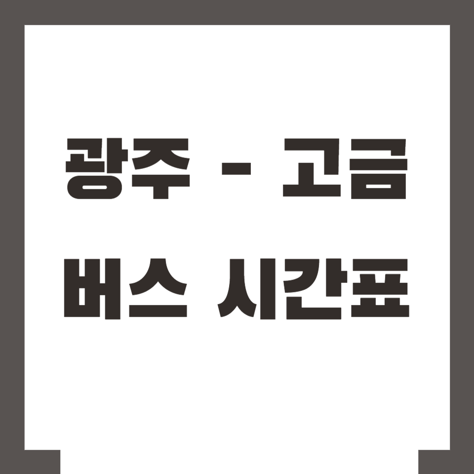 광주 고금 버스 시간표