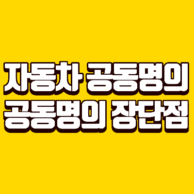 자동차 공동명의 공동명의 장단점