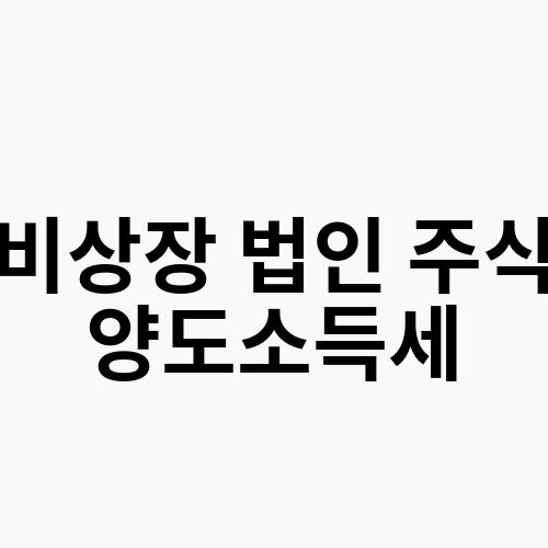 비상장 법인 주식 양도소득세