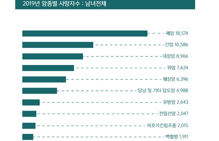 2019년 암종별 사망자수