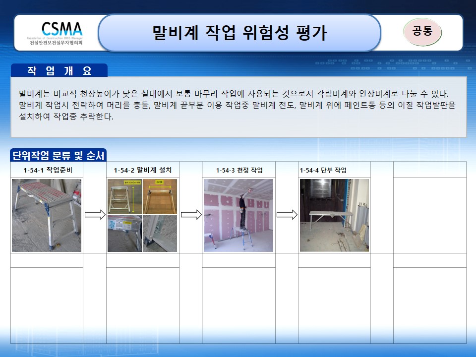  [건설공사 안전비법]_말비계 작업 위험성평가표 양식