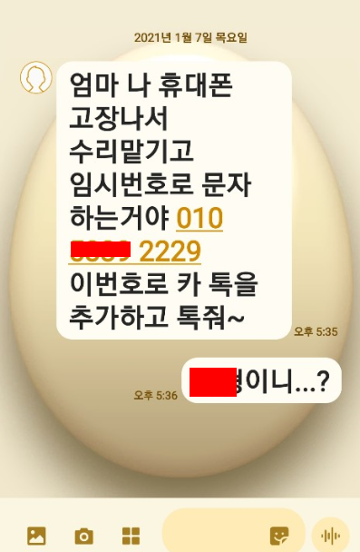  신종 카카오톡 보이스피싱을 엄마가 당했을 때..