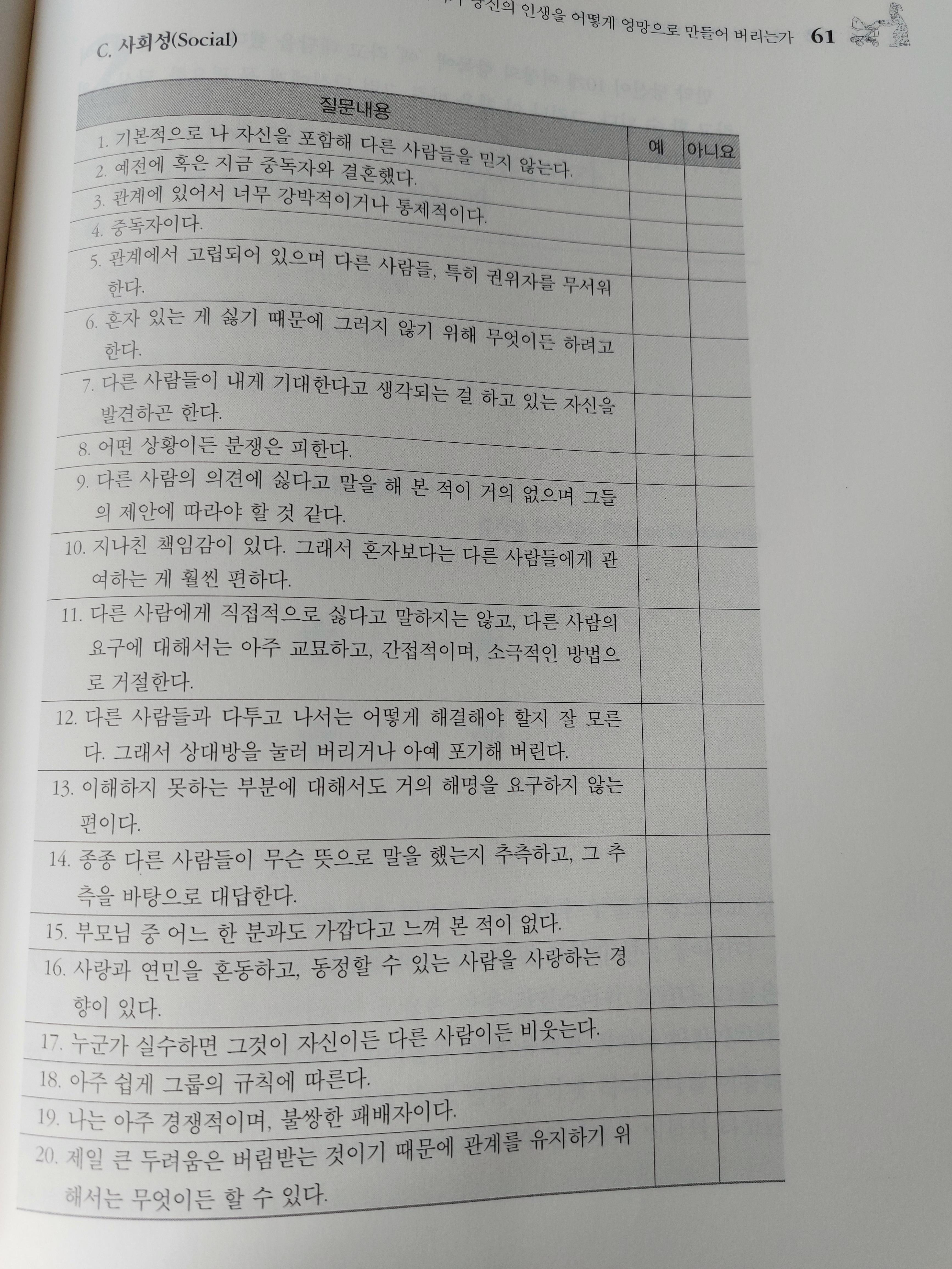 사회성에 문제가 있는가?