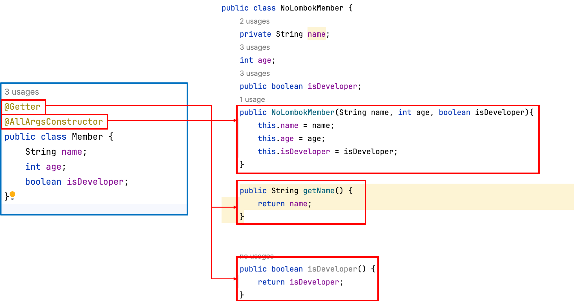 [lombok] boolean 타입의 @getter 유의점 (ex. 