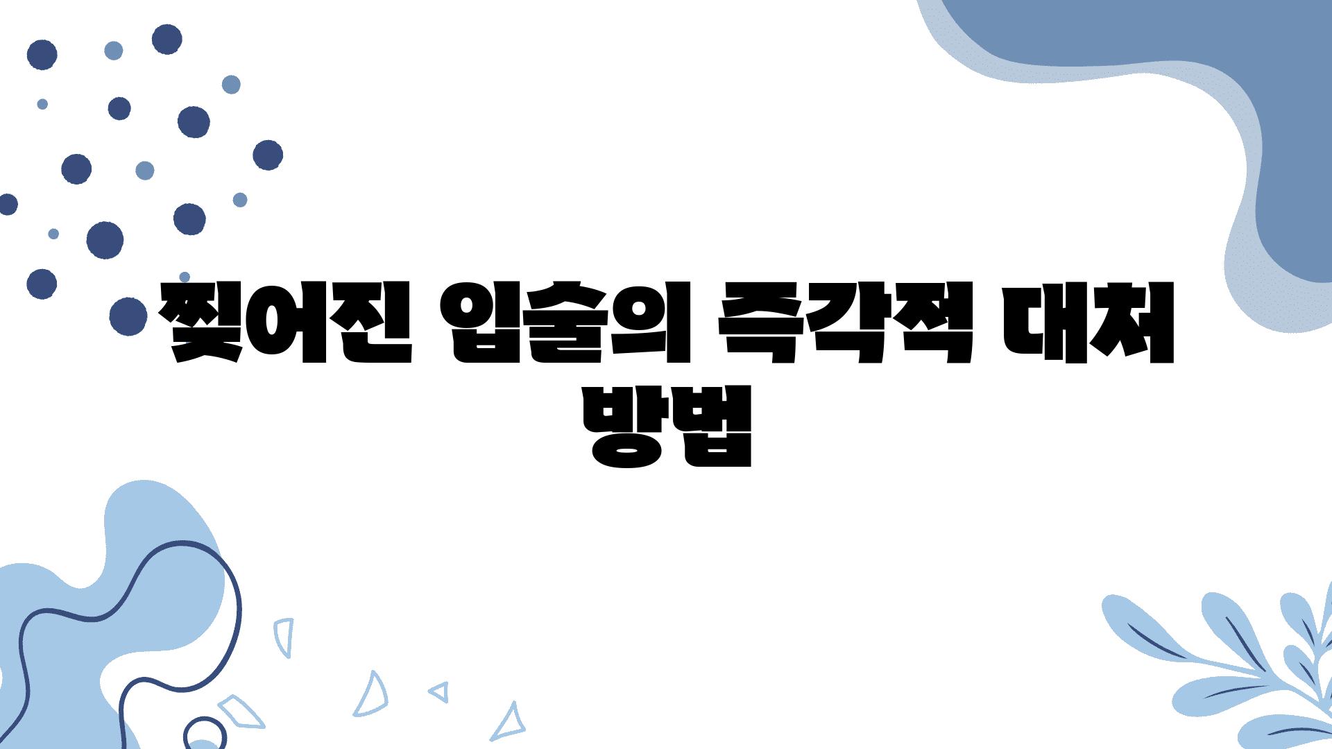 찢어진 입술의 즉각적 대처 방법