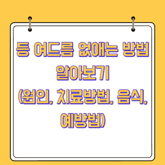 등 여드름 없애는 방법 알아보기(원인&#44; 치료방법&#44; 음식&#44; 예방법)