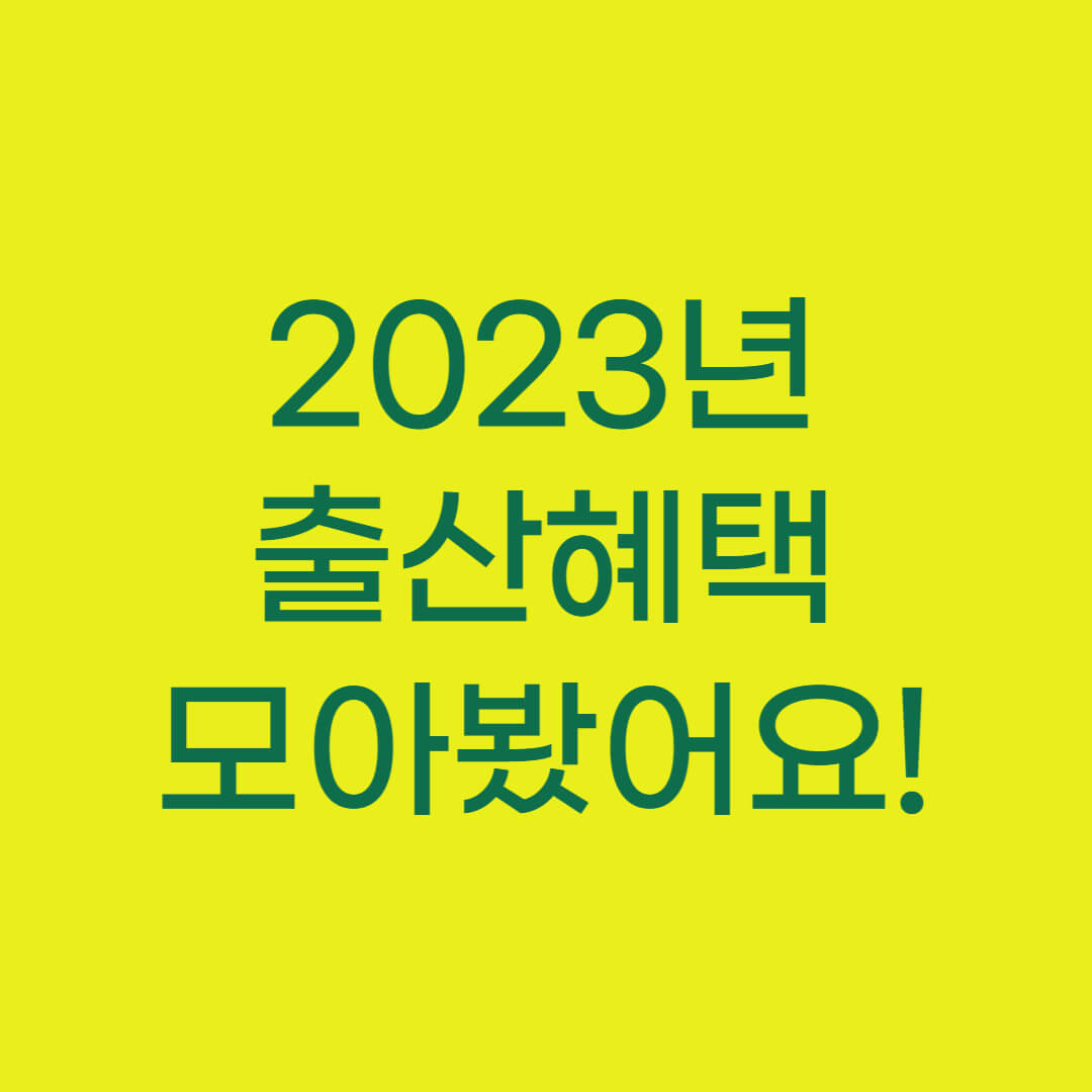 2023년 출산혜택 총정리