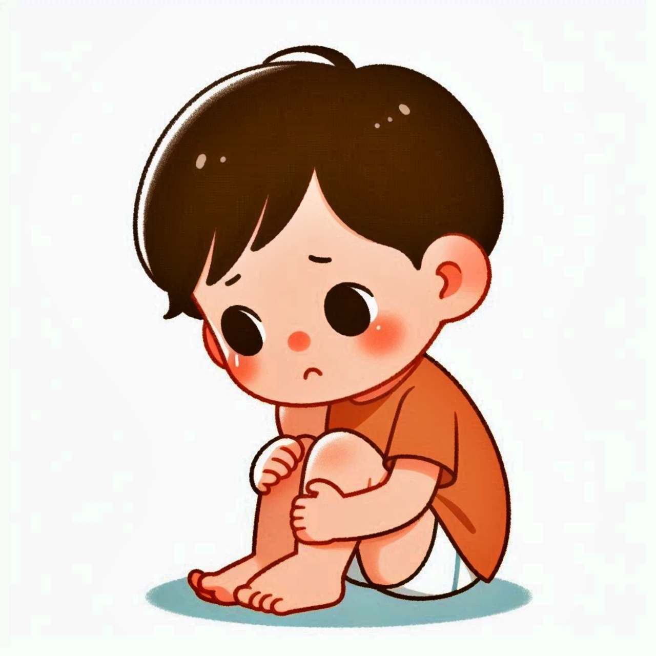감염이 될까봐 걱정을 하는 아이 그림