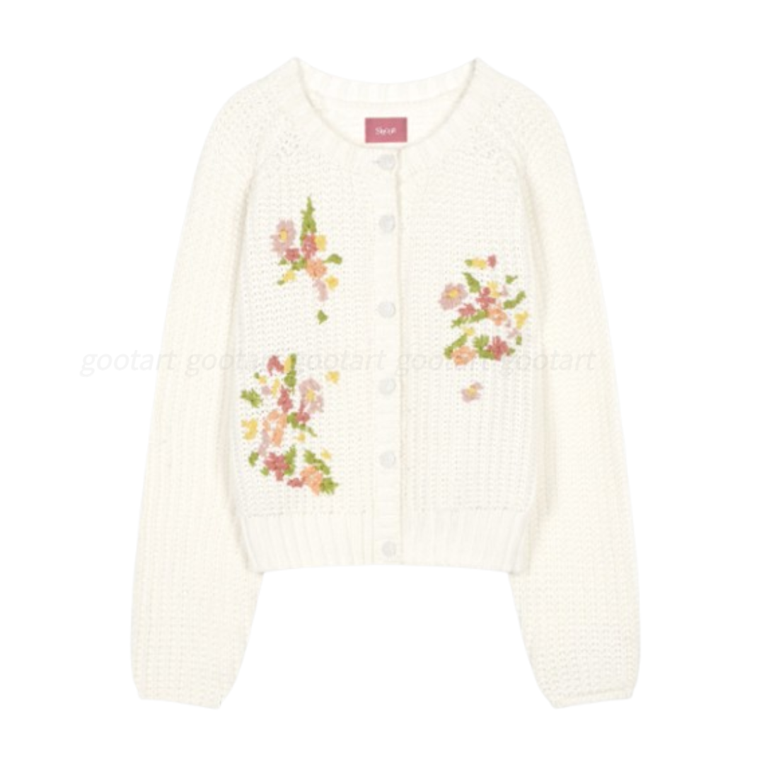 SINOON Flower Hand Embroidered Cardigan
