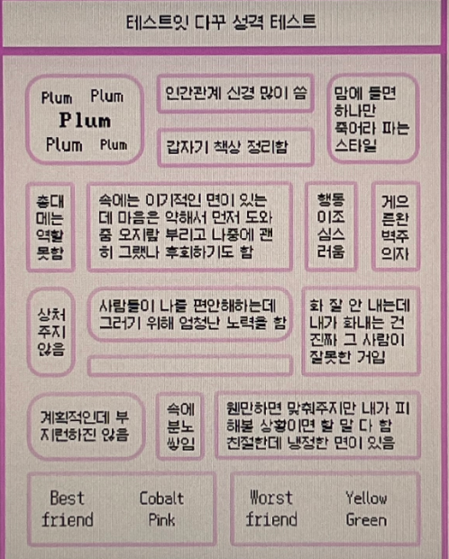 테스트잇 다꾸 성격테스트 ISFJ Plum 플럼