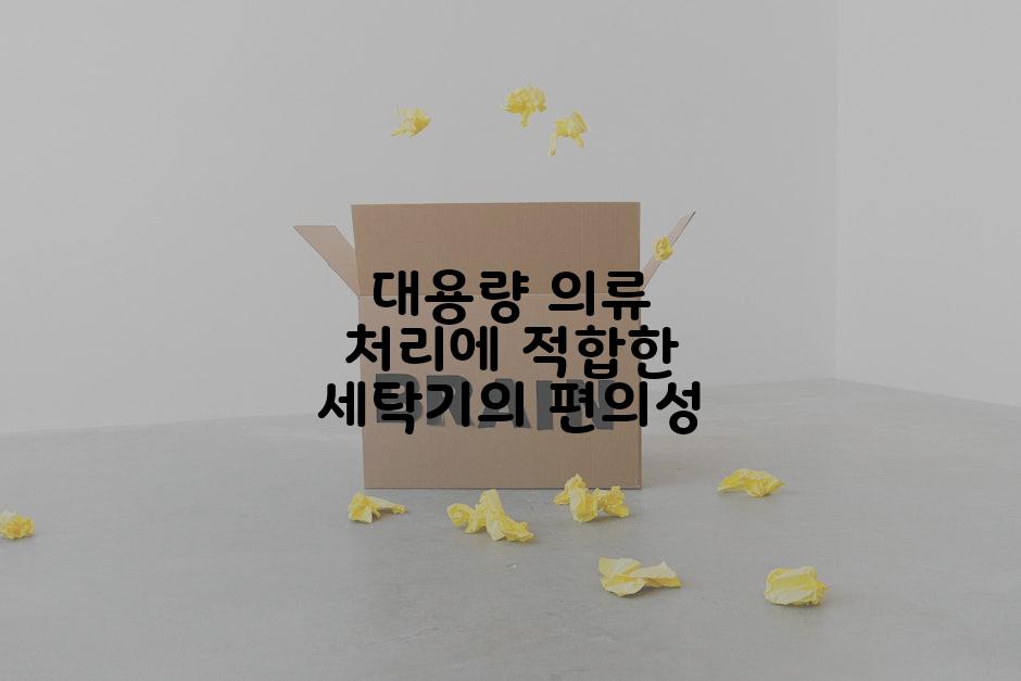 대용량 의류 처리에 적합한 세탁기의 편의성