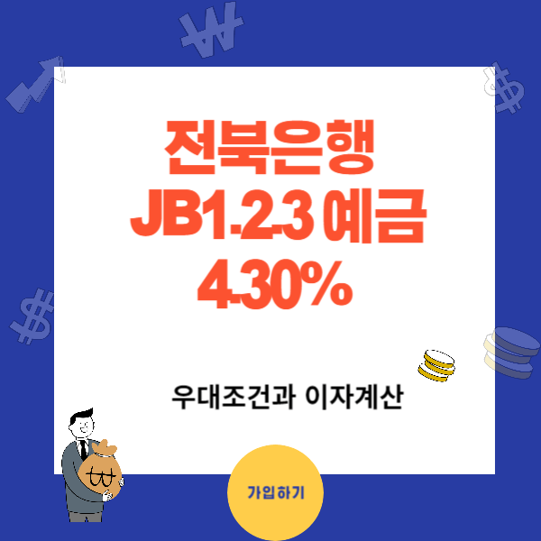 전북은행 JB1.2.3 정기예금 금리 연 4.30% - 이자계산