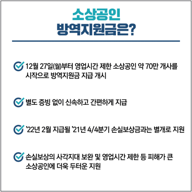 소상공인 방역지원금 사업 목적